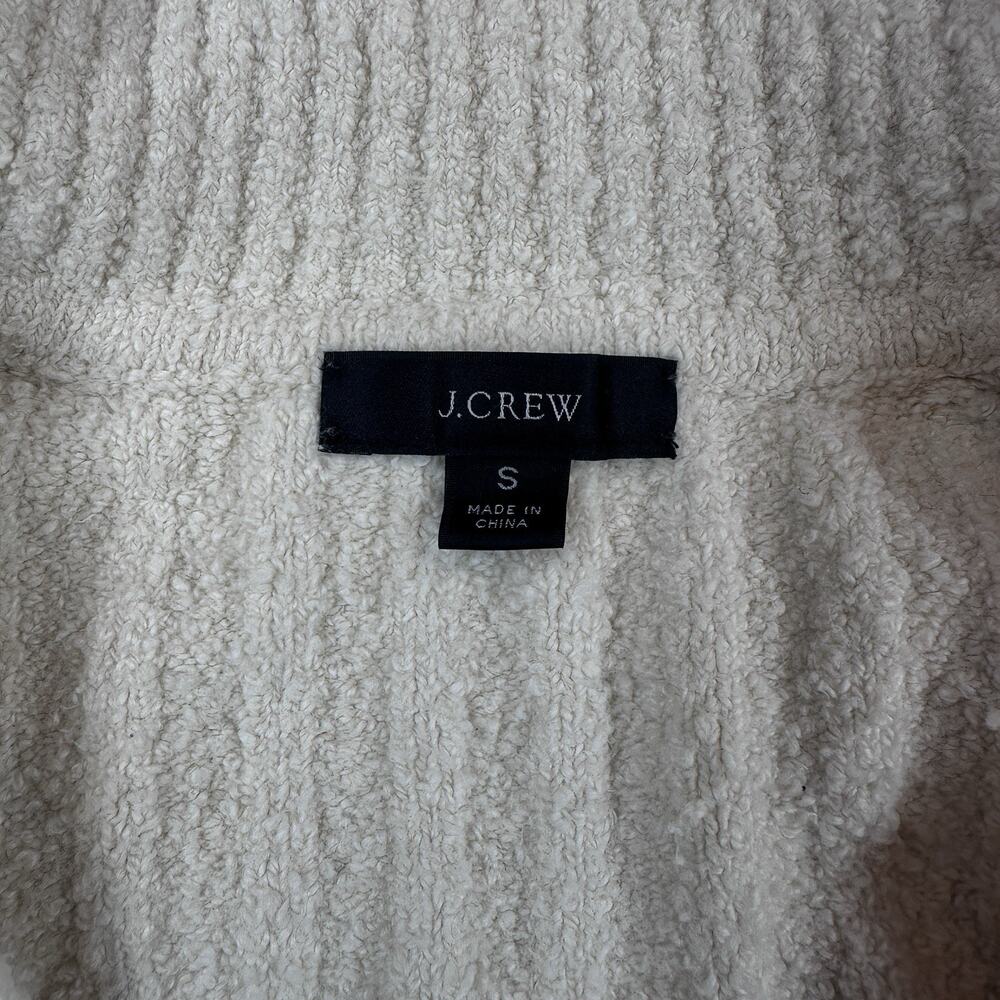J.Crew Boucle Beach Sweater Womens S Cream Ribbed V Neck Coastal Preppy - Picture 4 of 11